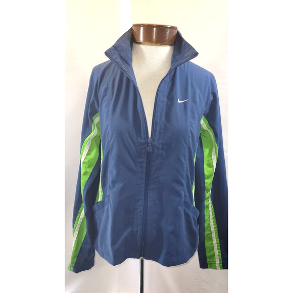 Nike Jackets & Blazers - Nike Womens Size Medium 8-10 Blue Green Full Zip Pockets Light Wind Jacket